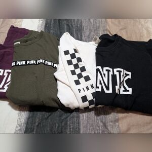 PINK Victoria's Secret Graphic Green and White Long Sleeve Hoodie